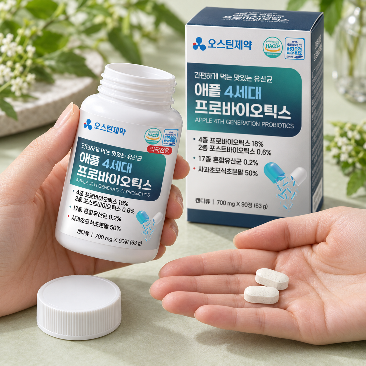 오스틴제약 애플4세대 프로바이오틱스 700mg 90정 2개 (6개월분) 3